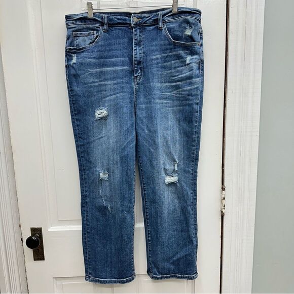 Risen high rise distressed denim jeans women's 2xl style XRDP1268 - Picture 2 of 9